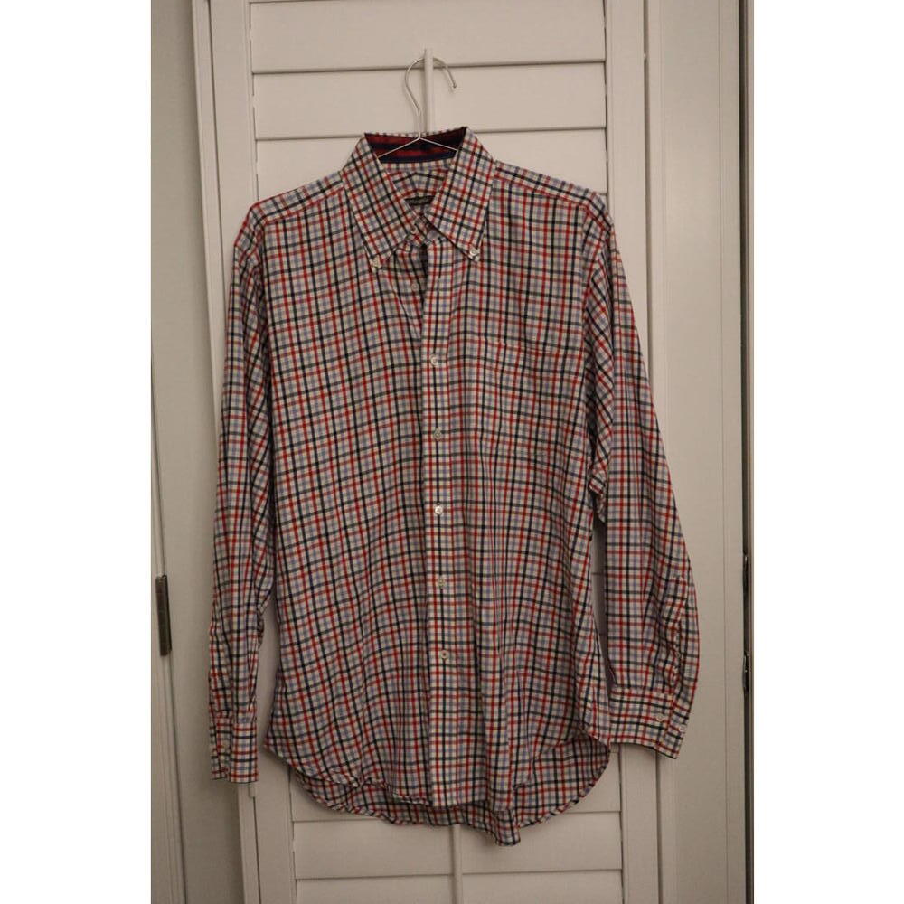 J. McLaughlin button down in red/white/blue plaid size Medium - Picture 3 of 6